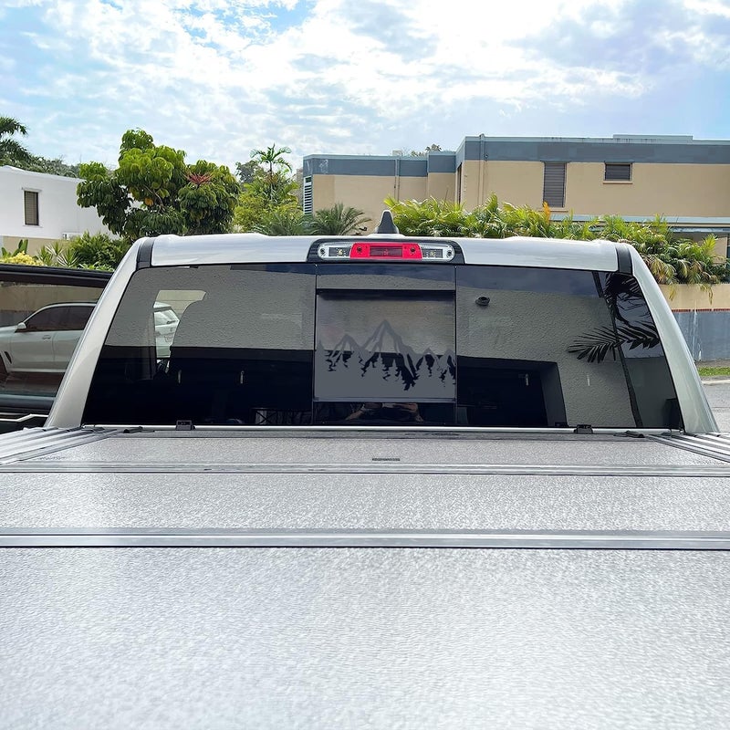xinghe for Dodge Ram 2009 to 2024, American Flag Decals Stickers for Truck Back Middle Window, Matte Black USA Flag Decal for Truck Back Sliding Window (Matte Black Mountain) - Image 4
